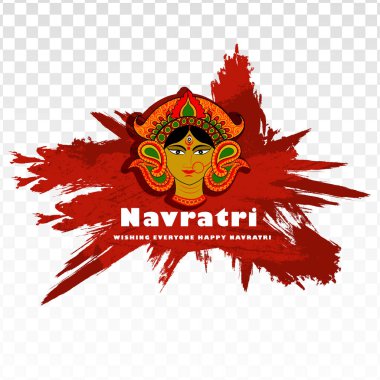 Mutlu Dussehra Navratri fırça arka planında Tanrıça Durga 'nın resmi. Maa Durga 'nın anlamı Anne Durga _ Vektör, Görüntü.