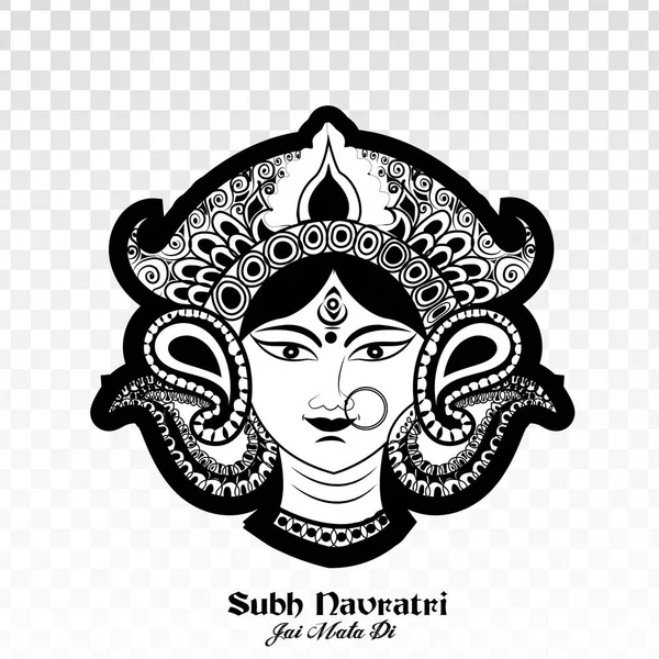 두르가푸자 Happy Durga Puja Subh Navratri 두르가 얼굴의 창의적 두르가 — 스톡 벡터