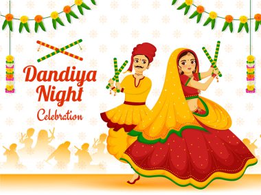 Hindistan Festivali için Dandiya gecesi davetiye tasarımı Mutlu Navratri.
