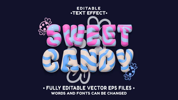 Düzenlenebilir 3D şirin şişirilebilir şeker metni efekti. Typhography logosu