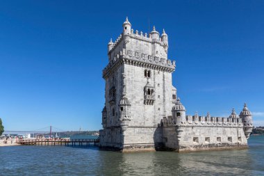 Tagus Nehri 'ndeki Belem Kulesi. Lizbon, Portekiz