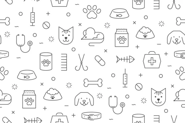 Pet shop, types of pets. Pattern vector line icons set. Stock Vector