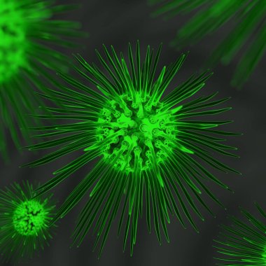 Yeşil bakteri. 3D render