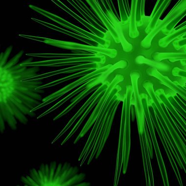 Yeşil bakteri. 3D render