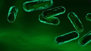 Green bacteria. 3D rendering clipart