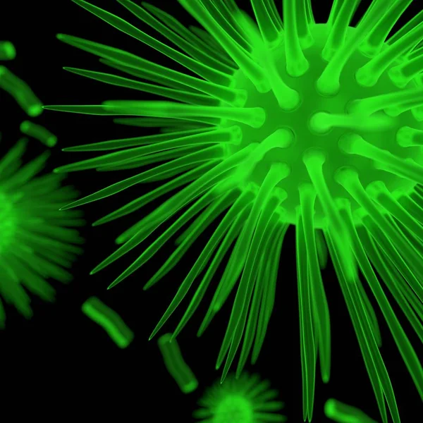 Πράσινο βακτήρια. 3D rendering — Φωτογραφία Αρχείου
