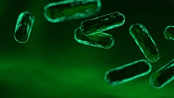 Green bacteria. 3D rendering