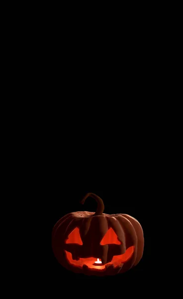 Halloween pumpkin with scary face on black background. — Stock Photo, Image