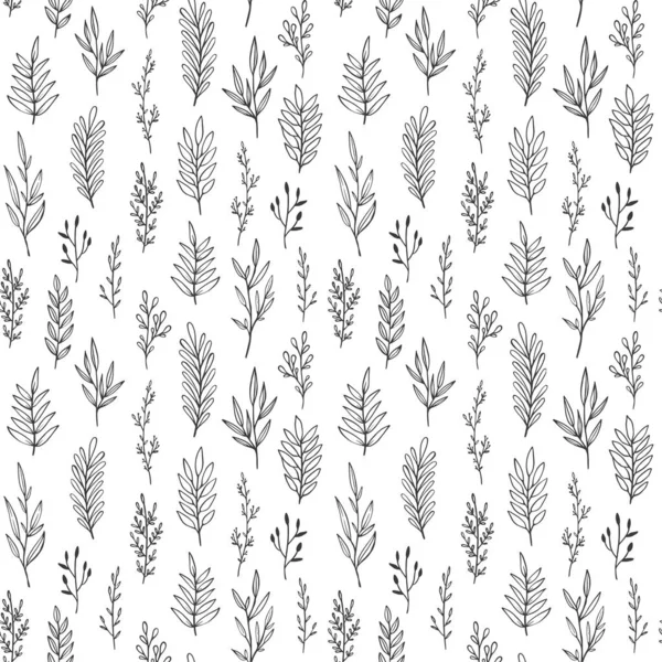 Květinové Vektorové Vzory Ručně Nakreslými Listy Větvemi Větvičky Luxusní Botanická — Stockový vektor