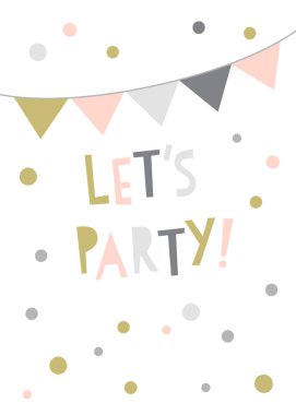 Doğum günü tebrik kartı tasarımı. Parti davetiyesi vektör çizimine izin verir. Konfeti ile kiraz kuşu afiş.