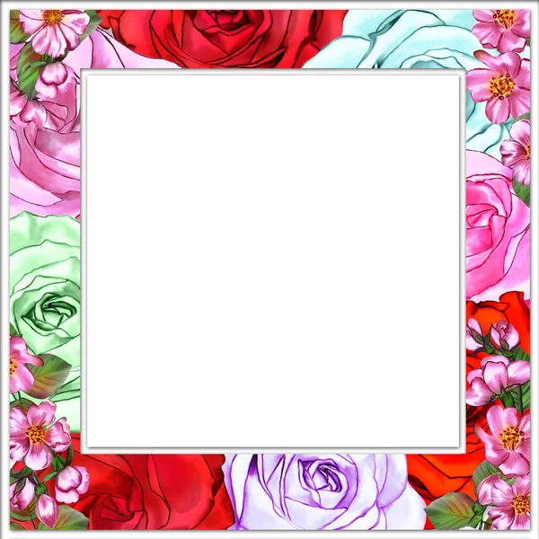 Creatieve Compositie Met Afbeelding Van Rechthoekige Frames Een Witte Achtergrond — Stockfoto