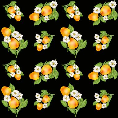 Meyve görüntüsü olan kusursuz bir arka plan. Doğanın armağanları, kaotik bir düzende, yakın plan. Yaz teması ve sağlıklı yiyecekler. Kağıt ya da kumaş üzerine baskı için resim.