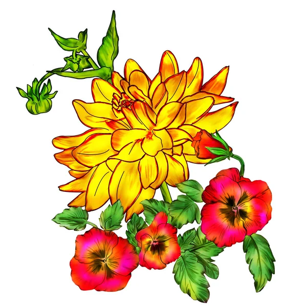 Kreative Komposition Mit Dem Bild Der Gartenblumen Frühlings Und Sommerblumen — Stockfoto