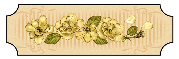 Kreative Komposition Mit Dem Bild Von Blumensträußen Auf Etiketten Bleistiftzeichnung — Stockfoto