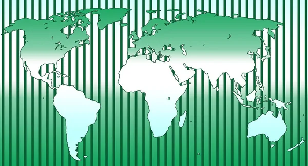 World map in green and white colors. Illustration for print.