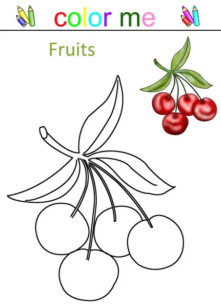 Ilustración Libro Para Colorear Con Imágenes Plantas Frutas Con Frutos — Foto de Stock