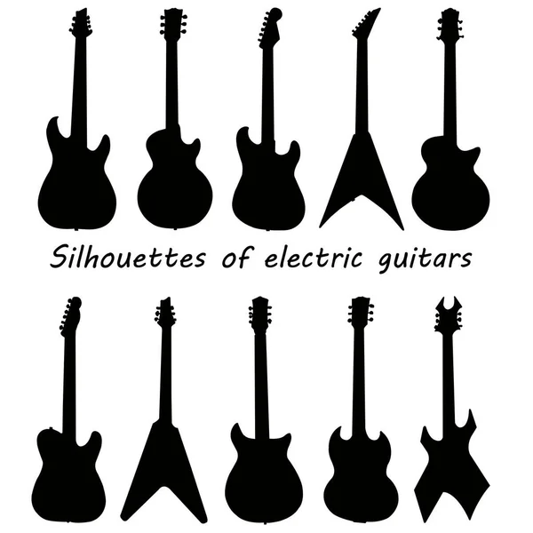 ギターだ 白い背景に黒い楽器のシルエットクローズアップ — ストック写真