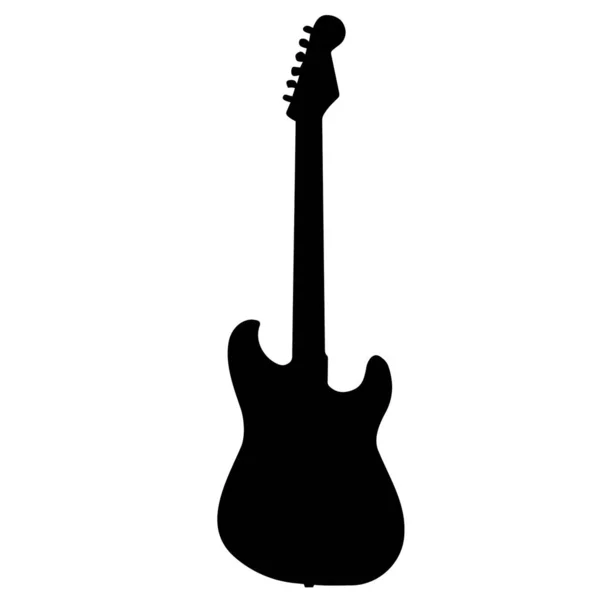 ギター 白い背景に楽器の黒いシルエットをクローズアップ ベクトルグラフィックス — ストックベクタ