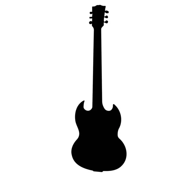 Guitar Black Silhouette Musical Instrument White Background Close Vector Graphics — Stock Vector