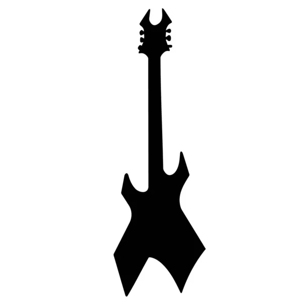 Gitarre Schwarze Silhouette Eines Musikinstruments Auf Weißem Hintergrund Nahaufnahme Vektorgrafik — Stockvektor