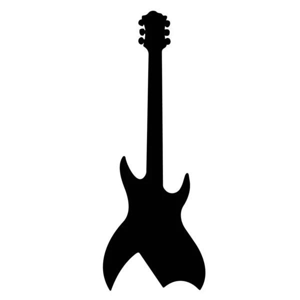 ギター 白い背景に楽器の黒いシルエットをクローズアップ ベクトルグラフィックス — ストックベクタ