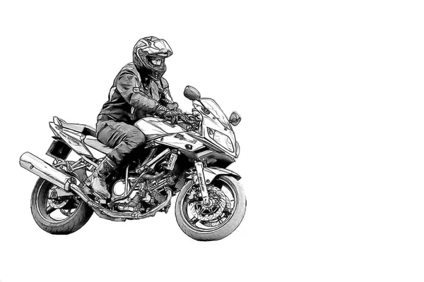 アスファルトの道路に沿ってバイクに乗るバイカー — ストック写真