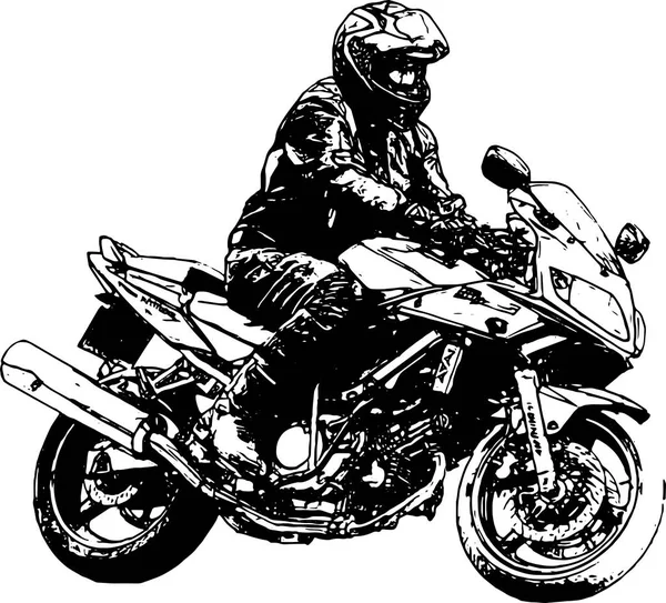 骑着摩托车沿着柏油路行驶的自行车 — 图库矢量图片