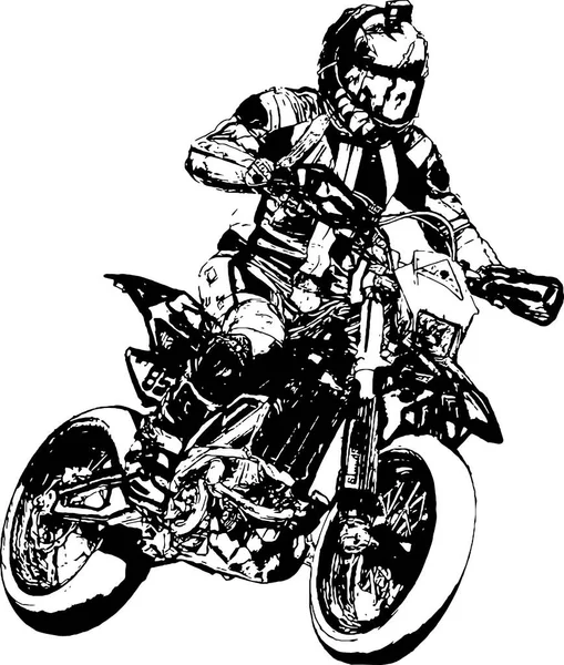 空のアスファルト道路でスポーツバイクに乗るでオートバイ主義者 スポーツバイク — ストックベクタ