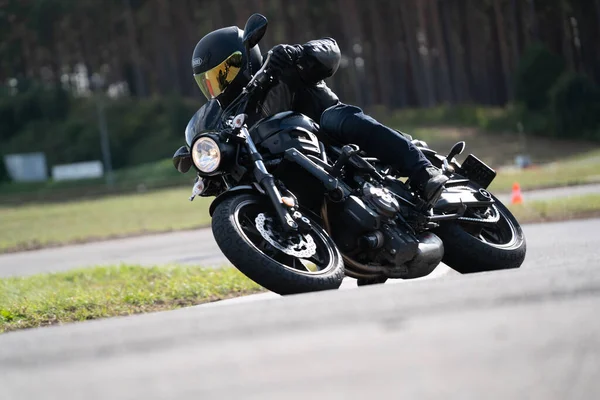 Motorcycle Practice Leaning Fast Corner Track — Stock Photo, Image