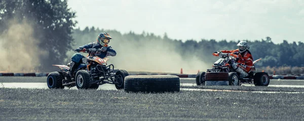 2020 Riga Latvia Unidentified Quadrocycle Rider Training Racing Track — Stockfoto