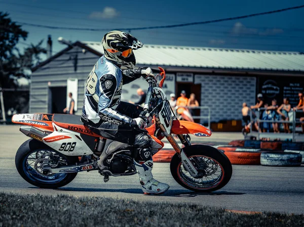 2020 Riga Latvia Motard Motorcycle Corner Track — Foto de Stock