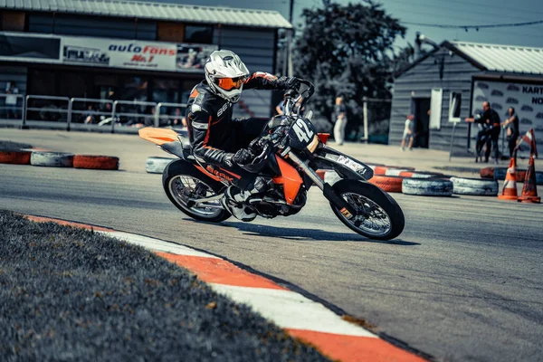 2020 Riga Latvia Motard Motorcycle Corner Track — Stockfoto