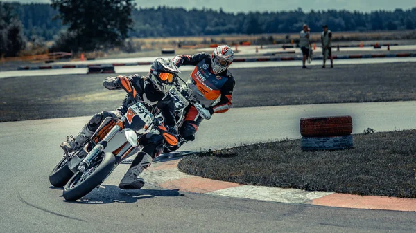 2020 Riga Latvia Motard Motorcycle Corner Track — Fotografia de Stock