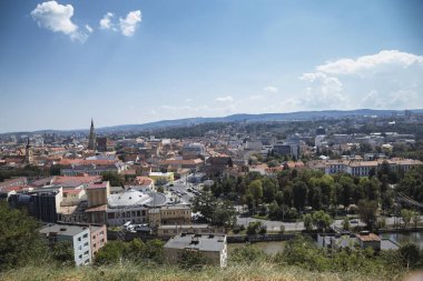 Cluj-Napoca, Transilvanya, Romanya - 21 Ağustos 2018: Hava şehir görüntüsü üzerinde 21 Ağustos 2018 Kaloşvar '.