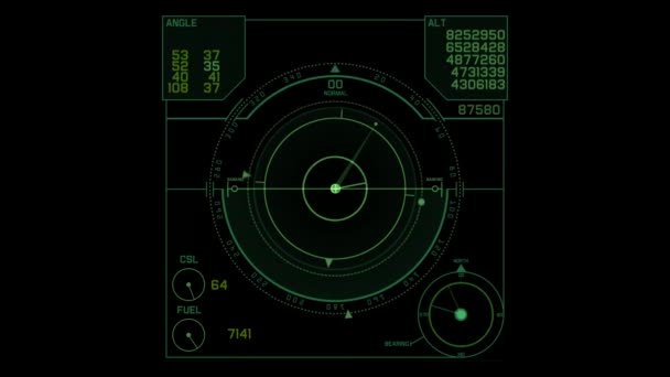 Tech Software Navigation Screen Numbers Code Running Aviation Navigation Panel — Stock Video