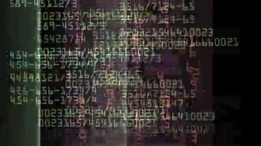 Harf ve sayıların olduğu gelecekteki animasyon geçmişi. 4K bilgisayar animasyonu.