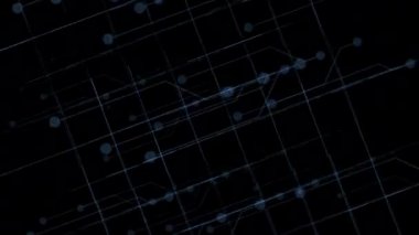 Gelecekteki bilim teknolojisi mavi arka plan. 4K bilgisayar animasyonu.