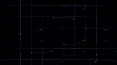 Gelecekteki bilim teknolojisi mavi arka plan. 4K bilgisayar animasyonu.