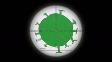 Aşı koronavirüsü yok eder. Covid-19 konsept animasyonu.