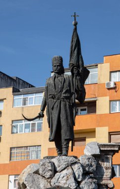 TARGU-JIU, ROMANIA-SEPTEMBER 25 Eylül 2020 tarihinde Targu-Jiu 'da Tudor Romen devrimci bir kahramandı, 1821 devriminin lideriydi..