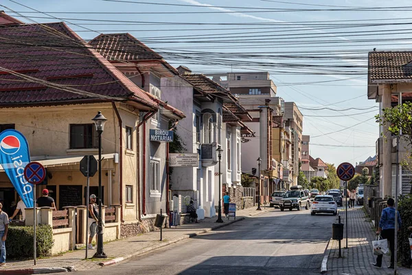 Targu Jiu Romania Septiembre Vista Calle Edificios Antiguos Ciudad Septiembre —  Fotos de Stock