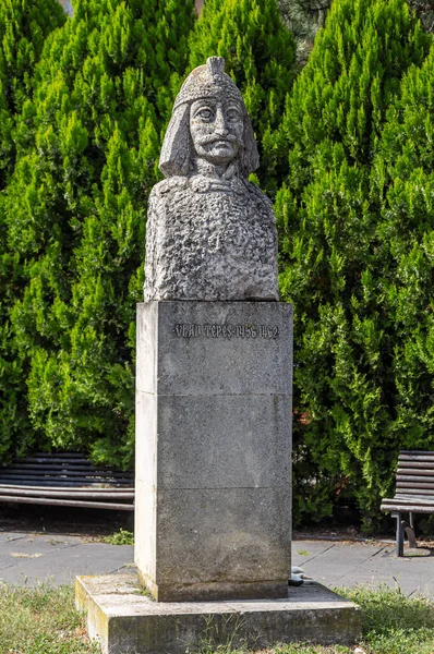 Targoviste Romania September 2020 Statue Romanian Voivode Vlad Impaler Vlad — Stock Photo, Image