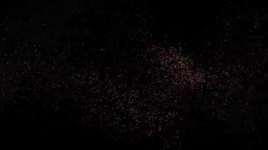 Hareket halindeki küçük parıldayan parçacıklar kümesi. Film reklamları ve filmler için 4K animasyon.