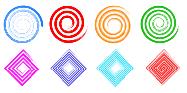 Değişik boyanmış spirallerin koleksiyonu. 