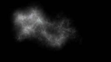 Siyah arka planda beyaz bulut. Film reklamları ve filmler için 4K animasyon.