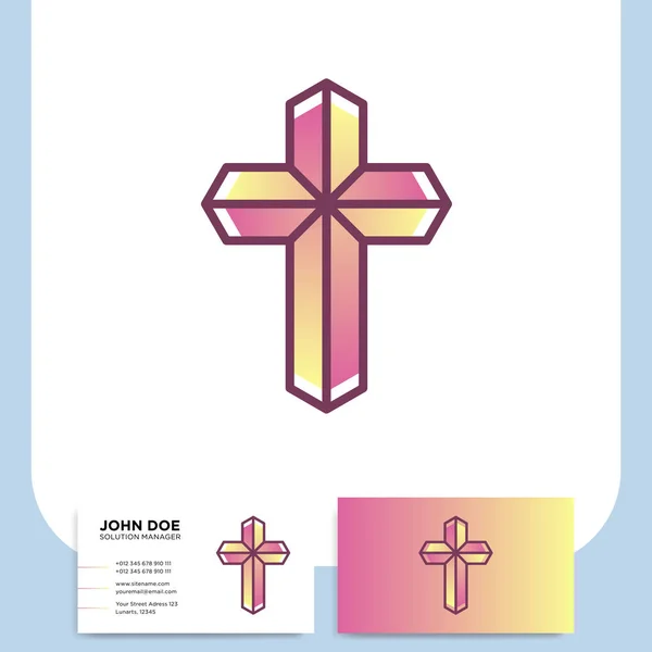 Iglesia Moderna Logotipo Cruz Símbolo Cristiano Para Denominación Bautista Luterana — Archivo Imágenes Vectoriales