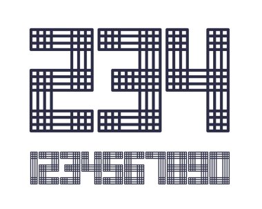 Geometrik yazı tipi satır dijital efekt tasarım numaralarını fütüristik stil vektör alfabe uzay