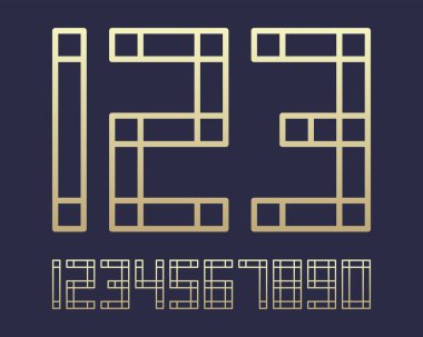 Geometrik yazı tipi satır dijital efekt tasarım numaralarını fütüristik stil vektör alfabe uzay