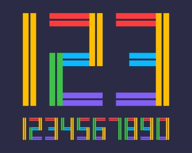Geometrik yazı tipi satır dijital efekt tasarım numaralarını fütüristik stil vektör alfabe uzay