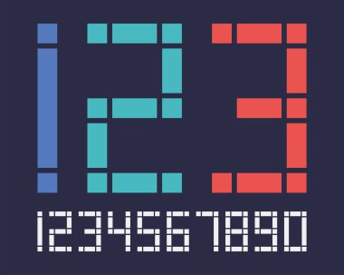 Geometrik yazı tipi satır dijital efekt tasarım numaralarını fütüristik stil vektör alfabe uzay